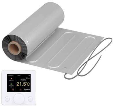 Elektrische Fußbodenheizung: Zweiader-Heizmatte mit Aluminiumfolie WARMON ALU 150 W/m², Parket, Laminat mit Smart Thermostat R7C-Serie, Farb-LCD, Thermostat:R7C-716 WiFi - Weiß, Mattengröße:1,5 m²