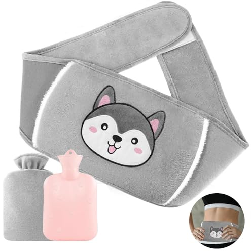 YANGUN Hot Water Bottle Belt, 3 in 1 Wearable Hot Water Bottle Belt, Wrap Around HotWater Bottles Belts, Rubber Hote Waters Bottles with Soft Flannel Cover for Waist, Shoulder, Hand,Period Pain Relief