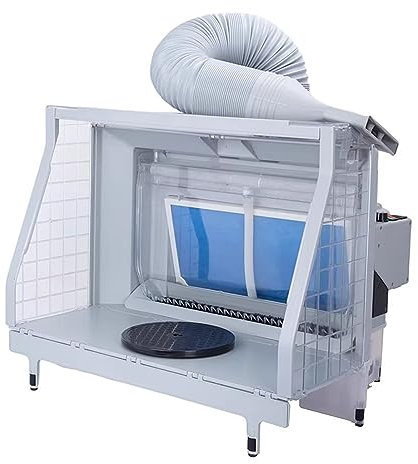 Portable Airbrush Paint Spray Booth Kit, Water Curtain Waterfall Paint Booth, with LED Lights, 3 Fans, Turn Table and Filter Hose, for Painting Projects, Models, Arts