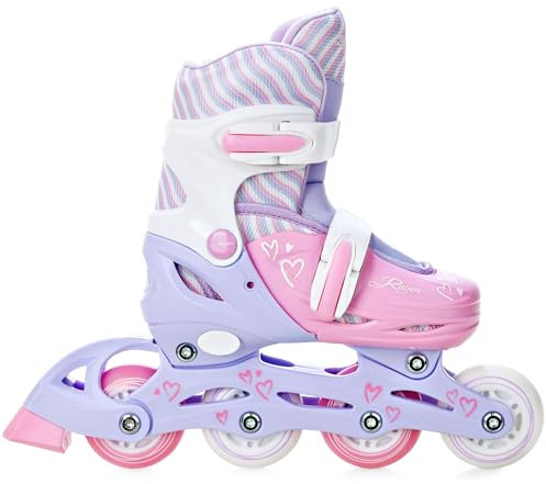 RAVEN Patines en línea ajustables para niños y niñas, color lila y rosa, 34-37 (21,5 cm-24 cm)