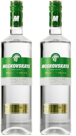 Moskovskaya Premium Vodka - Distillato con ingredienti naturali - Ideale per cocktail, shot o con ghiaccio - Prodotto a Riga, Lettonia - 38% Vol - 70cl (700ml / 0,7L) (Confezione da 2)