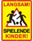 XXL Langsam Spielende Kinder Schild Reflektierendes Aluminium 30 x 40 cm, Spielende Kinder Aufsteller Groß, Gelb
