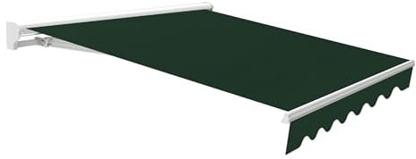 Wasabi Einziehbare Markise für den Außenbereich, 300 x 250 cm, Grün, Polyester, Struktur aus Aluminium, Sonnenschutz, inklusive Kurbel, manuell aufrollbar, Terrasse, Garten, Balkon