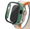 Quirxio Boîtier en verre pour Apple Watch Ultra 2, 49mm, smar twatch PC, protecteur d'écran pare-chocs, couverture trempée, accessoires de bande série iwatch(Amry green 18,Ultra 2 49mm)