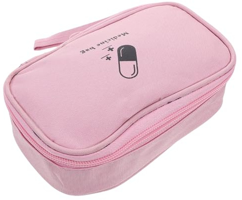 Reiseapotheke Rosa mit Reißverschluss aus Oxfordstoff, Mehrlagig | Multifächer Layout für Ordnung, Leerer Organizer für Geschäftsreisen und Camping