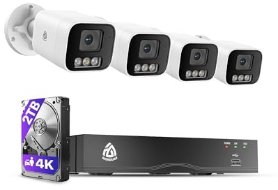 Akinguar 4K 8CH PoE Kit Caméra de Surveillance Extérieure, Étanche IP66, B1