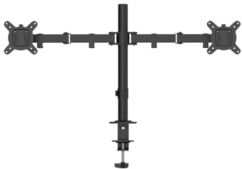 Dual LCD Monitor Desk Stand, Heavy Duty Clamp Mount for 13 inch to 27 inch Screen with Swivel, Height Adjustable, Rotation (Dual Monitor Stand)