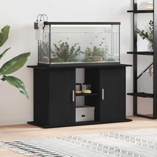 Mokuyary Aquariumständer Schwarze Eiche 101 x 41 x 58 cm Holzwerkstoff Aquarium Unterschrank mit 2 Türen und Fächer, Aquariumregal Tisch Fischtankständer Aquariumschrank Wohnzimmer