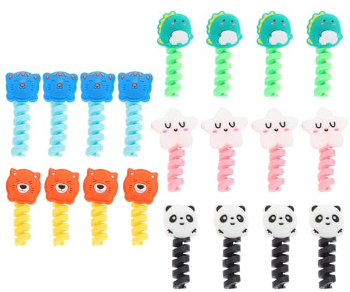 Veemoon 50pcs Animal Reel Cord Protectors Data Cable Savers Charger Cord Protectors for Phone Chargers Earphone Cables for Home Office Random Color