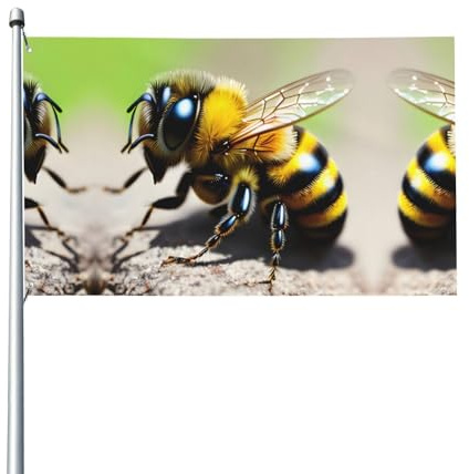 Niedliche kleine Bienen-Flagge. Einseitig bedruckt, 90 x 152 cm, leicht und fließend, geeignet für den Innen- und Außenbereich.