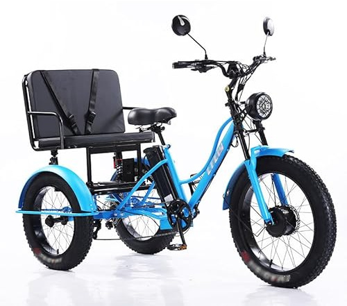 Electric Trike 7-Speed, 48V Removable Battery, 350Lb Load Electric Tricycle with 24 Fat Tires, LCD Display, Headlight for City and Mountain Roads