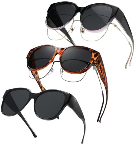 DELAESI 3 Stück Überzieh Sonnenbrille Damen Polarisiert Sonnenbrille Über Normale Brille Sonnenbrille für Brillenträger für Autofahren und Freizeit