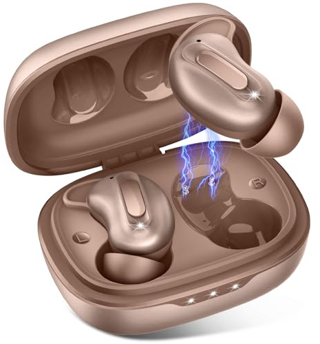 Wireless Earbuds, Mini Sleep Earbuds ANC Bluetooth 5.4 Headphones In Ear with ENC Noise Cancelling Mic, 48H Playtime Sleep Headphones Design for Side Sleeper, HiFi Stereo IP7 Ear Buds Frosted gold