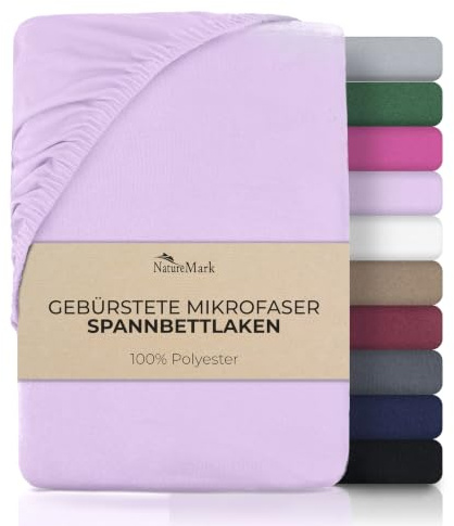 NatureMark Mikrofaser Spannbettlaken – weich, atmungsaktiv und pflegeleicht – hautfreundlich, schnelltrocknend und formstabil - 90x200 cm, Flieder/Lavendel