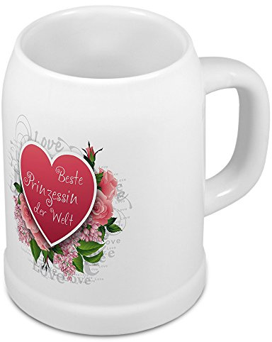 Bierkrug Beste Prinzessin der Welt - Motiv Herz - Namens-Krug, Becher, Maßkrug, Humpen