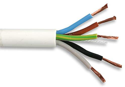 0.75mm 5 Core Round Mains Cable 6A White 3185Y - 50m Reel