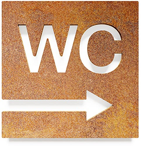inoxsign Vintage – cartel indicador de flecha de dirección derecha w02r – Cinta autoadhesiva Retro Cartel de inodoros – Transparente erkennbar y montaje herramientas – Unisex – Letrero WC Shabby