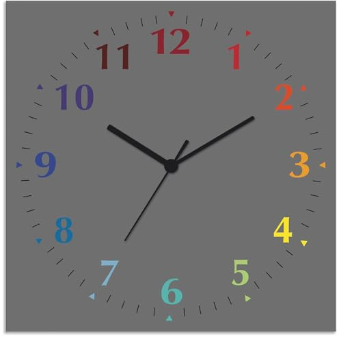 ARTLAND Wanddeko Wanduhr ohne Tickgeräusche Alu Quarzuhr 30x30 cm Quadratisch Lautlos 12 Ziffern Farbig Schlichtes Design Grau S7KD
