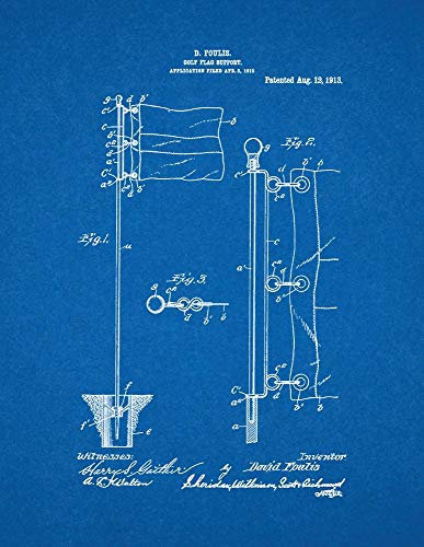 Golf Flag Support Patent Print Blueprint (8.5 x 11) M11610