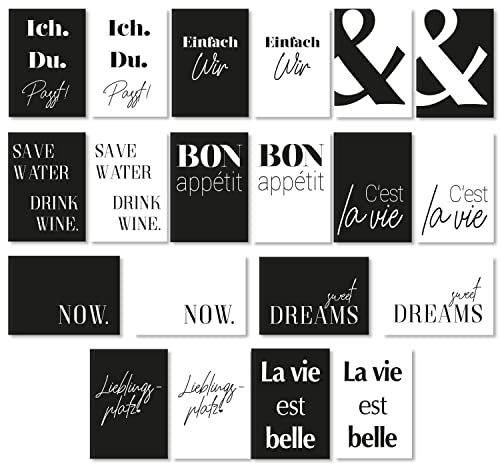 #detailverliebt 20er-Postkarten-Set in Schwarz Weiß mit persönlichen Sprüchen | DIN A6 Format | Grußkarte | Motivationskarte | Lustige Sprüche | Rückseite mit Linien für Adressfeld | dv389
