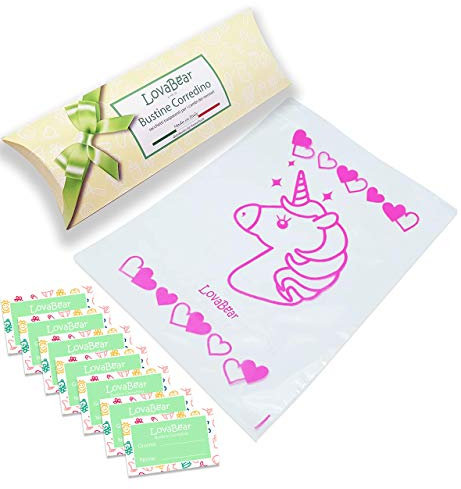 SweetBaby 7 Sachets Corredino Bébé - Sachets Hôpital Naissance Fermeture avec Curseur Hermétique GripLock, Transparents Porte Premier Changement de Vêtements Sac Part, Fille (Licorne ) (7 Sachets