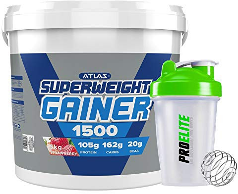 Atlas Nutrisport Super Weight Gainer Mass Gain 5kg / 5000g + Shaker (Strawberry)