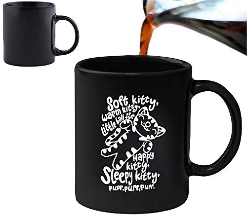 Acen Merchandise Big Bang Theory 'Soft Kitty Warm Kitty' Fun Becher Tasse mit Farbwechsel-Effekt – Perfekt Valentines/Ostern/Sommer/Weihnachten/Geburtstag/Jahrestag Geschenk MUG1463 Schwarz/Weiß