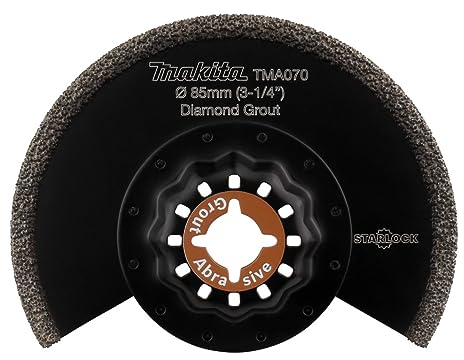 Makita B-65034 Starlock Diamant Segmentsägeblatt 85 mm TMA070, Körnung 40, für Mörtel, weiche Fliesen, für Multitool, Multifunktionswerkzeug, 1 Stück
