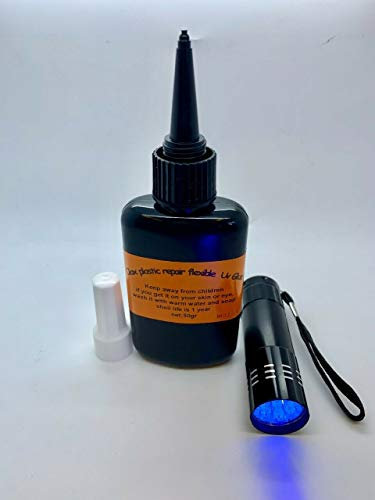 Olax 50g Colle UV Flexible + 9 LED Torche UV pour réparation du Plastique pièces de Voitures, électronics, appareils