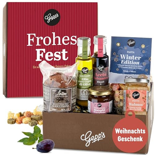 Gepp’s Feinkost Frohes Fest Geschenkset zur Weihnachtszeit | Tolles Weihnachts-Geschenk für Frauen und Männer | Geschenkbox zu Weihnachten mit Delikatessen hergestellt nach eigener Rezeptur