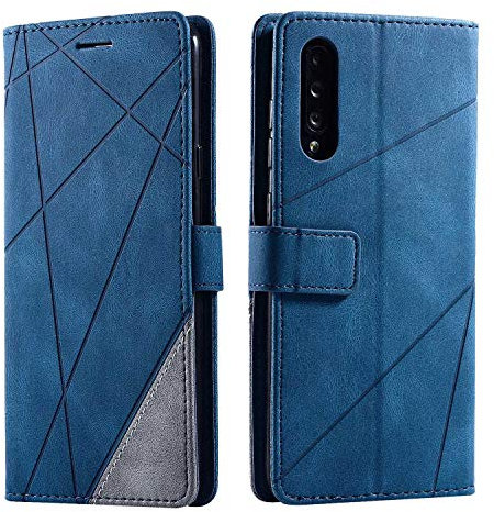SONWO Hülle für Samsung Galaxy A70, Premium Leder PU Handyhülle Flip Case Wallet Silikon Bumper Schutzhülle Klapphülle für Galaxy A70, Blau