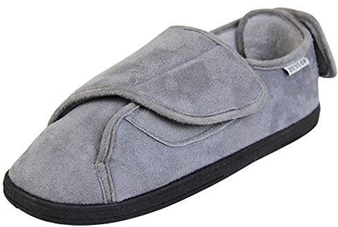 Dunlop Chaussons doublés en fourrure douce avec fermeture tactile pour homme, gris, 44 EU