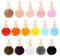 Iyowei 16 Stück Pompom Schlüsselanhänger mit Puschel, Pompon Schlüsselanhänger Bommel Schlüsselanhänger Plüschball Plüsch Ball Anhänger Pompom Keychain Fellbommel Taschenanhänger für Handtasche