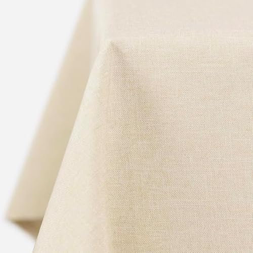 Tischdecke | Champagner/Creme - Eckig - 130x160cm | Gartentischdecke | Outdoor-Decke | Lotus-Effekt | Leinen-Optik | Schmutzabweisend