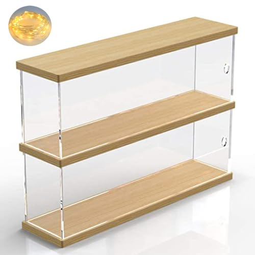Joody 2 Niveaux Vitrine pour Collection Vitrine Acrylique pour Figurine Voiture Miniature, Boite Plexiglas Transparent avec Porte, Maison Etagere de Rangement de Vitrine Anti - poussiere(30x10x26,8cm)