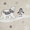 Stoff Meterware Baumwolle natur Eisbär Pinguin winterlich Weihnachtsstoff 2024 pflegeleicht Dekostoff Vorhangstoff Leinenoptik Meterpreis
