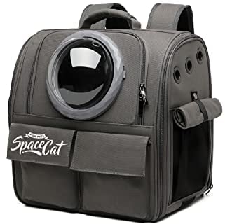 Galatée Katzen Rucksack Träger, Haustier Rucksack Blasen Rucksack, Katzen Tragen, Raumkapsel Haustier Rucksack Belüften, Hunde Reise Rucksack Träger Für Kleine Hunde(Grau)