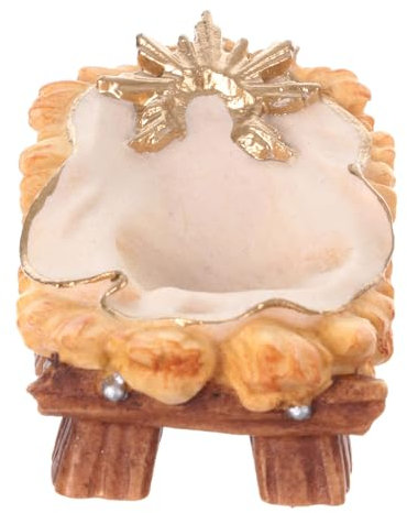 Holyart Holz-Krippen aus dem Grödnertal: Wiege mit Stroh für Christkind Grödnertal Holz für Krippe Rainell 11cm