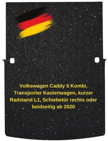 aruma® Antirutschmatte Laderaummatte maßgeschneidert kompatibel für VW Caddy 5 Kastenwagen, kurzer Radstand L1, Schiebetür rechts oder beidseitig ab 2020