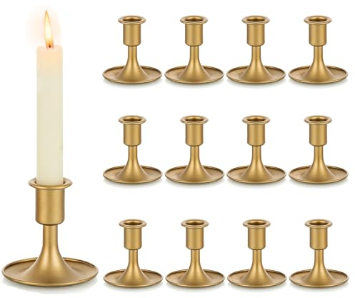Kerzenständer Gold Kerzenhalter Stabkerzen Metall: Romadedi 12er Set Goldene Stabkerzenhalter Kleine für Hochzeit Party Tischdeko Weihnachten Adventskranz Modern Tisch Deko Wohnzimmer