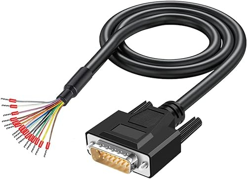 PENGLIN DB15 RS232 15Pin serielles Verlängerungskabel, 15-Pin vergoldeter Stecker mit blankem Draht Ende Kabel (männlich)