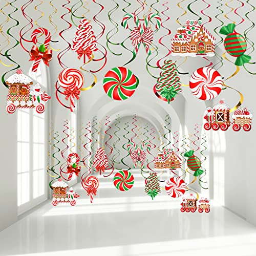 Faccito 30 decorazioni natalizie da appendere, a tema caramella, decorazioni da appendere, per casa di pan di zenzero, per interni ed esterni, decorazioni natalizie per feste invernali