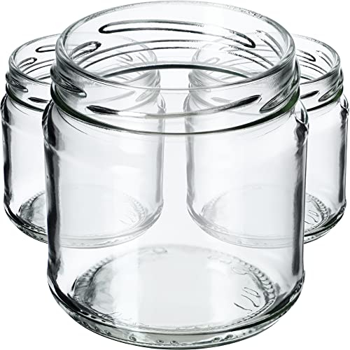 KADAX Petits pots de conserve 200 ml - Mini bocaux à confiture fi66 mm - Pour miel et épices - Bocaux en verre hermétiques - Verres ronds (10 pièces sans couvercle)
