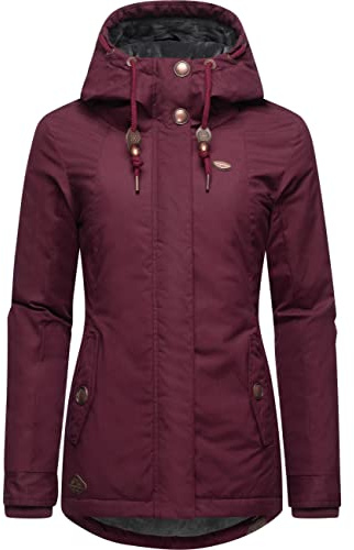 Ragwear Damen warme kurze Winterjacke mit Kapuze Monade Intl | Länge: po-bedeckend | Wärmegrad 3 von 3 – warm gefüttert | wasserabweisend | große Kapuze | für den Winter