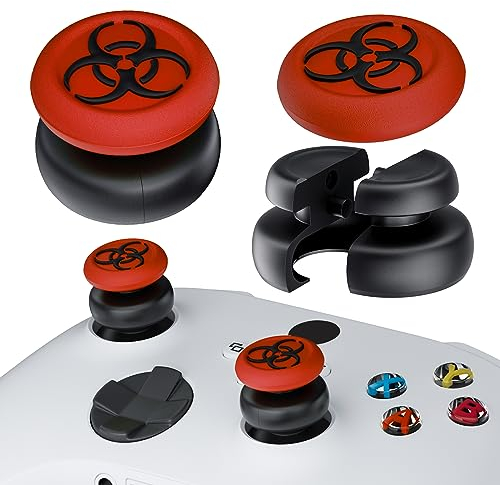 PlayRealm No FALLING OFF Thumbstick Extender & Silicone Grip Cover 2 Set per Xbox Series X/S e Xbox One S/X Controller (BH Rosso)
