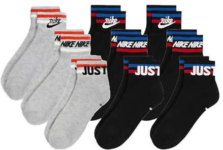 NIKE 9 Paar Everyday Essential Ankle Sneakersocken Socken Quarter Unisex DX5080, Farbe:2x schwarz / 1x grau, Socken Neu:38-42