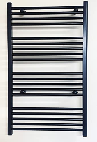 500mm Wide x 1000mm High Black Heated Towel Rail Straight Flat Bathroom Warmer Radiator Rack Central Heating …