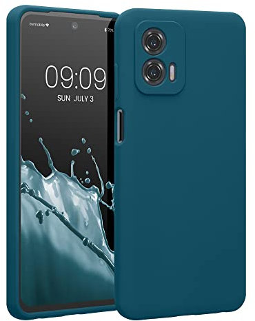 kwmobile Carcasa Compatible con Motorola Moto G73 5G Funda - Case TPU y Silicona con Interior de Microfibra - Suave Protector antigolpes para móvil - petróleo