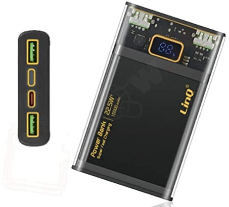 Aglow.it Power Bank 16000mAh Fast TM16002 trasparente in stile mecha, QC + PD Super Fast Charger QC 22.5W + PD 20W, Caricabatterie portatile TYPE-C e Usb (TM16002)