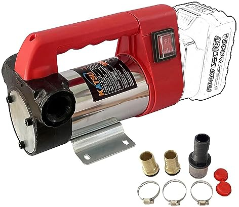 KATSU FIT-BAT Pompe de Transfert Diesel sans Fil 18V/21V Portable Auto-amorçante Pompe d'Extraction d'Huile de Carburant pour Voitures Tracteurs Caravane Bateau Camion, sans Batterie